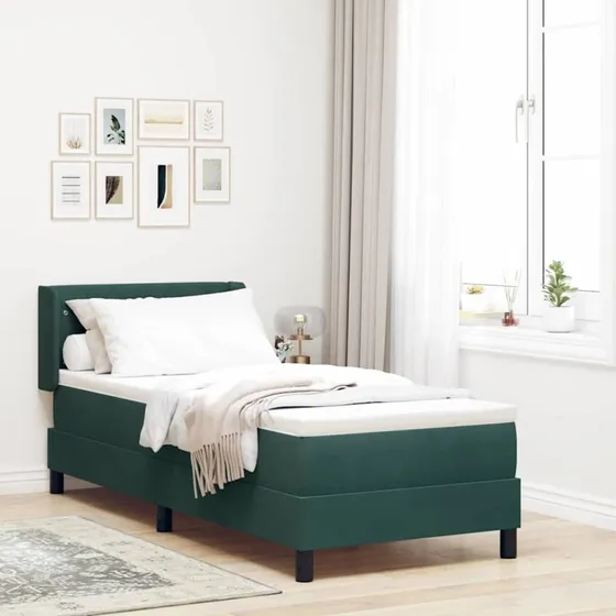 vidaXL Boxspring seng med hovedgærde, mørkegrøn, 200 x 80 cm