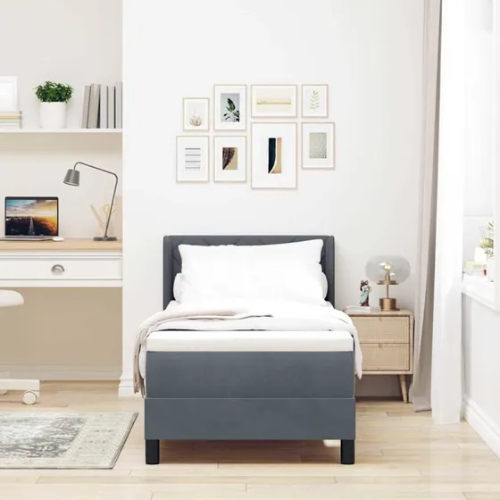 vidaXL Boxspring Seng Mørkegrå 80x200 cm Fløjl