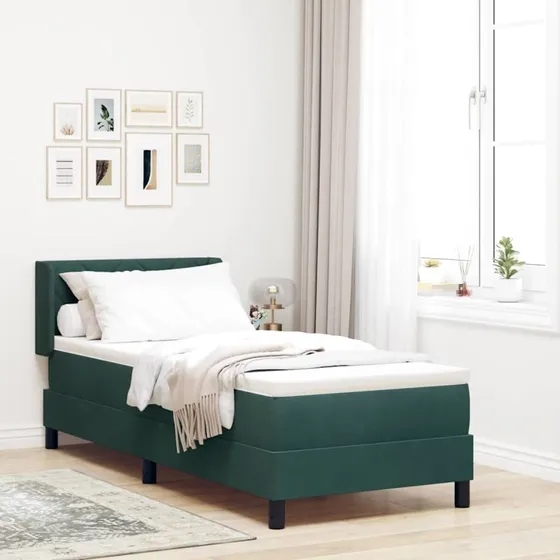 vidaXL Boxspring Seng Mørkegrøn 200x80 cm Fløjl