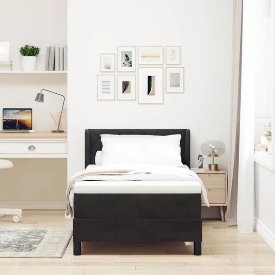 vidaXL Boxspring Seng Sort 100x200 cm med Fløjl