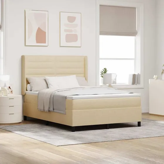 vidaXL Box spring seng med madras Creme 200x140 cm