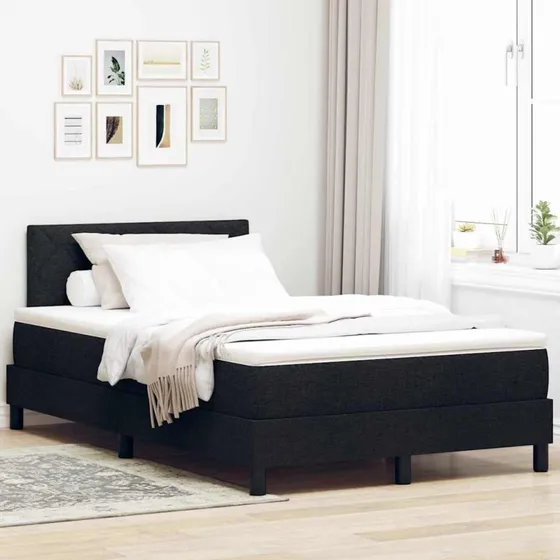 vidaXL Box spring seng med LED, sort 120 x 190 cm, stof
