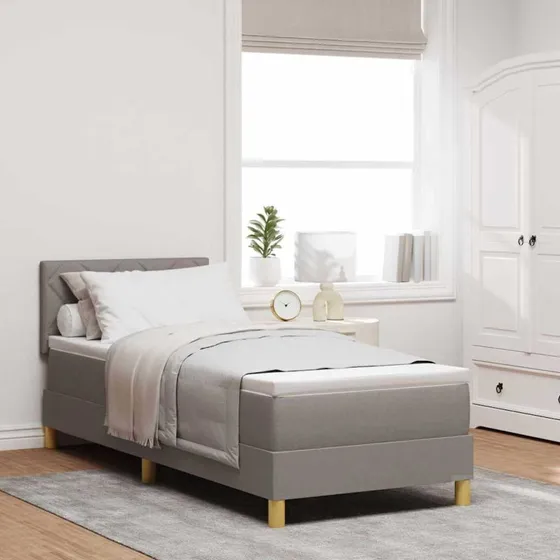 vidaXL LED Box Spring Bed Gråbrun 80 x 200 cm Stof
