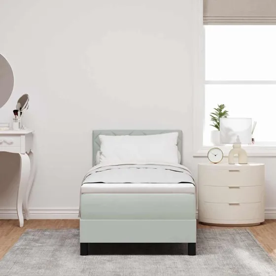 vidaXL LED Box Spring Seng 80 x 200 cm Lysegrå Fløjl