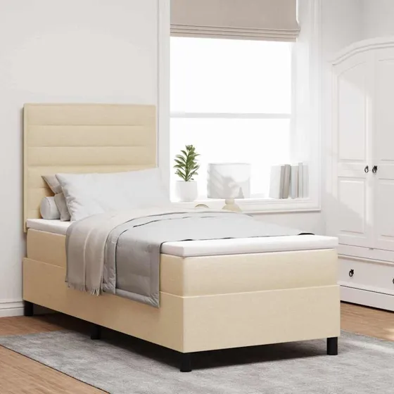 vidaXL Boxspring seng med madras og LED, Creme, 90 x 190 cm
