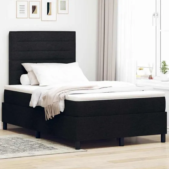 vidaXL Boxspring Seng med Madras og LED, Sort 120 x 200 cm