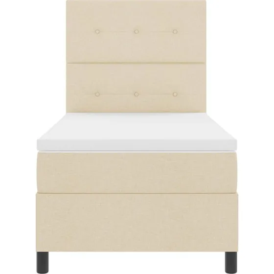 vidaXL Boxspring seng med madras og LED, Creme 90x190 cm