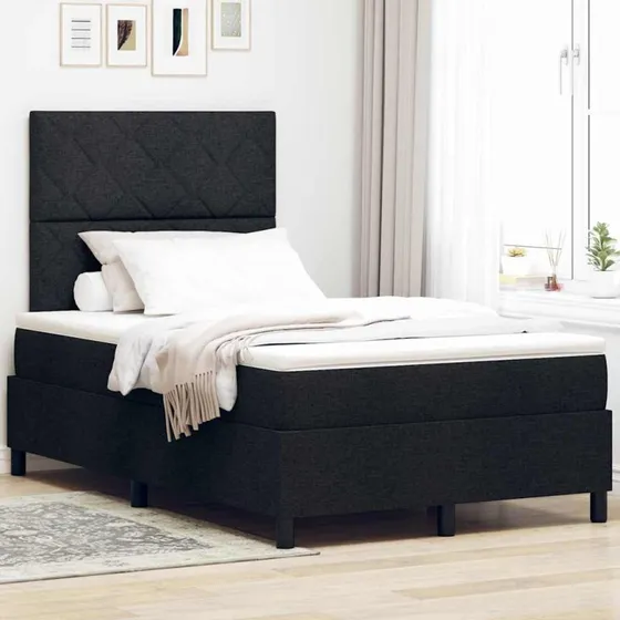 vidaXL Boxspring seng med LED, sort, 120 x 190 cm