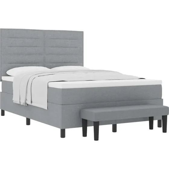vidaXL Boxspring seng 140x190 cm lysegrå stof