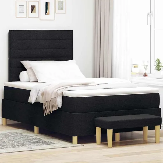 vidaXL Box Spring Seng med Madras, Sort 120 x 200 cm