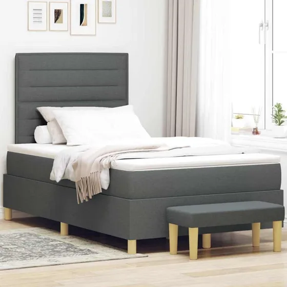 vidaXL Box Spring Seng med Madras, Mørkegrå, 120 x 200 cm