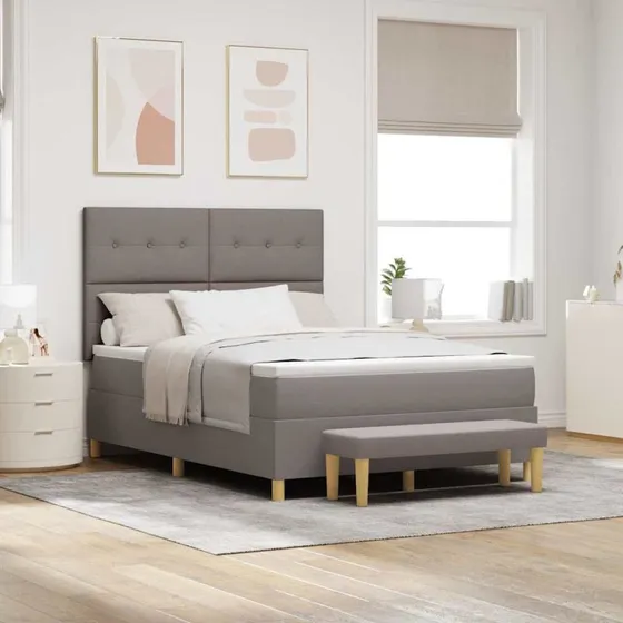 vidaXL Box spring seng med madras Gråbrun 140x200 cm