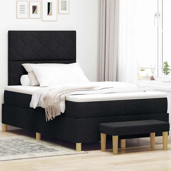 vidaXL Box spring seng med hovedgærde, Sort 190 x 120 cm