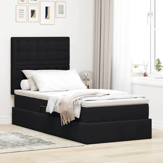 vidaXL Seng med opbevaring og madras, Sort 100 x 200 cm