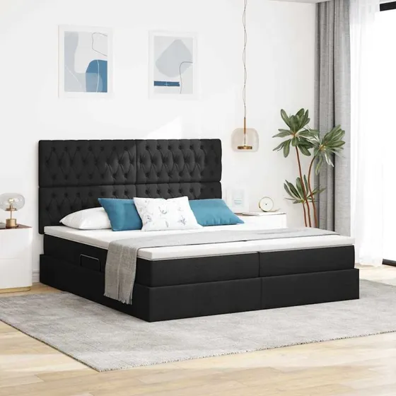 vidaXL Opbevaringsseng med madras, Sort, 180 x 200 cm, Faux læder