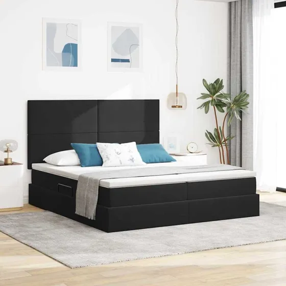 vidaXL Opbevaringsseng 200x200 cm med fløjlshovedgærd