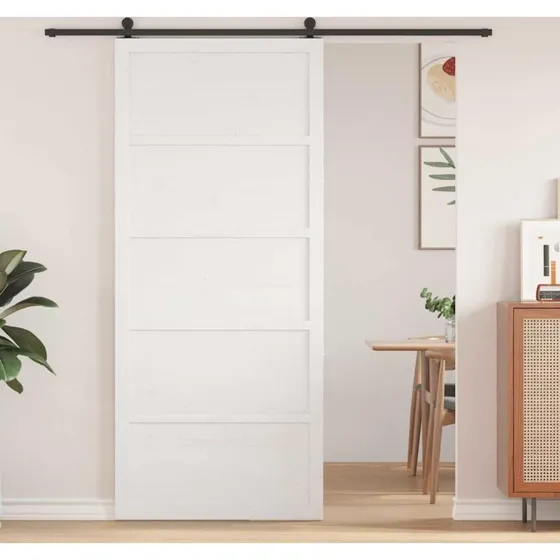 vidaXL Ladedør Hvid 80 x 2,5 x 208 cm, Massivt Fyrretræ