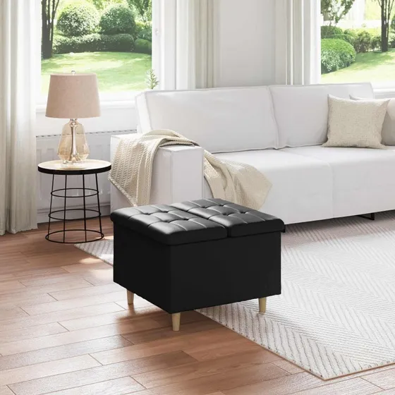 vidaXL Opbevaringstomane med pude, Sort, 60 x 60 x 45 cm