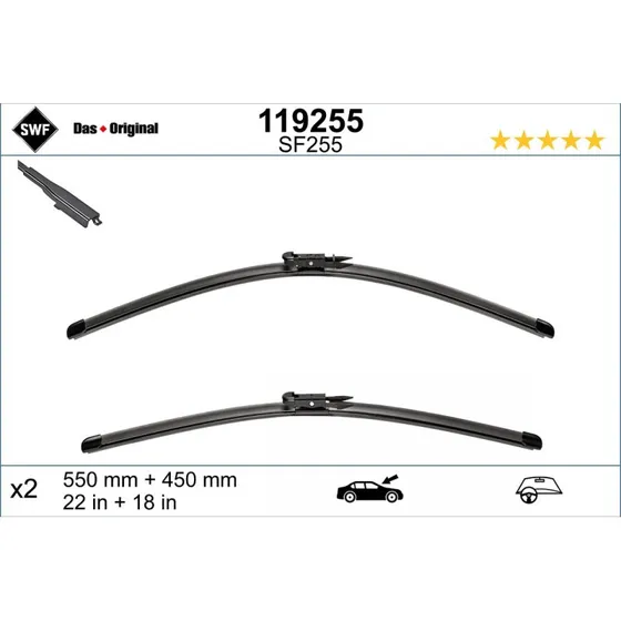 SWF Viskerblade BMW 550/450 mm, DAS ORIGINAL, 2 stk