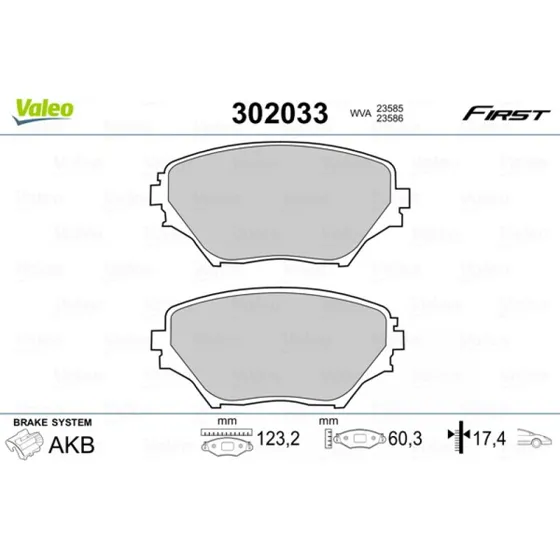 VALEO Bremseklodser 302033 til TOYOTA (Akselsæt)