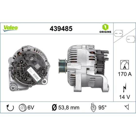 VALEO Generator 439485 til BMW M57D30TU, N47 D20 C
