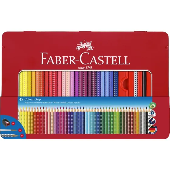 Faber-Castell Colour GRIP Farveblyanter 48 Farver i Metalæske