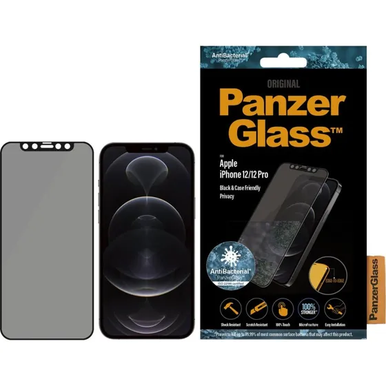 PanzerGlass Privacy Screen Protector for iPhone 12/12 Pro, sort