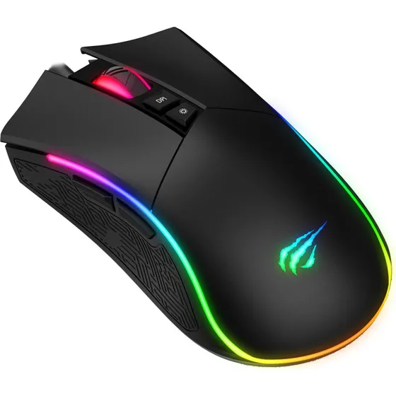 Havit MS1001S Gaming Mus, RGB, Sort, 7 Knapper, USB Type-A