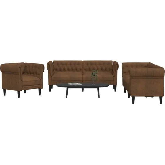 vidaXL 3-delers sofasæt stof brun