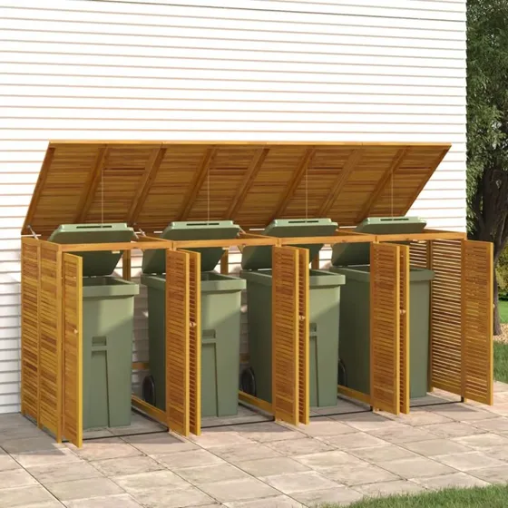 vidaXL Firdobbelt Skraldespandsskur 280x89x117 cm i Massivt Akacietræ