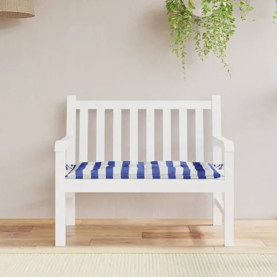 vidaXL Hynde til Havebænk 100x50x7 cm Blå og Hvid Oxfordstof
