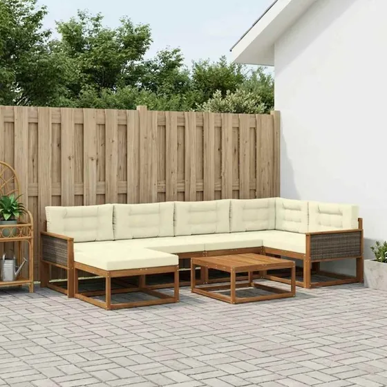 vidaXL Udendørs Sofagruppe 7 Del 7 pcs Naturlig & Fløde