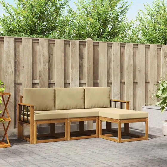 vidaXL Udendørs Sofagruppe 4-del 4 pcs Naturlig/Beige