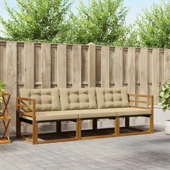 vidaXL Udendørs Sofagruppe 3-pces Naturlig/Beige
