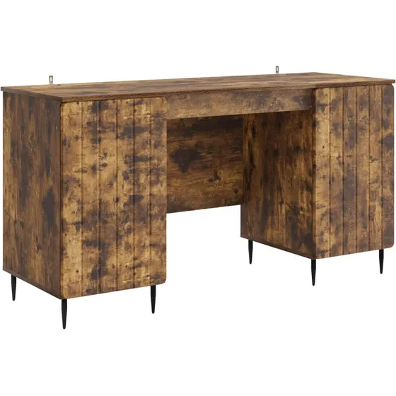 vidaXL Bord med hylde Røget eg 142,5 x 50 x 75 cm Konstrueret træ