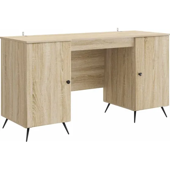 vidaXL Bord med hylde Sonoma-eg 142,5 x 50 x 75 cm, konstrueret træ