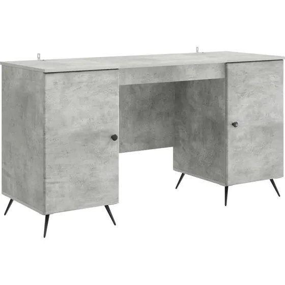 vidaXL Bord med hylde Betongrå 142,5 x 50 x 75 cm Konstrueret træ