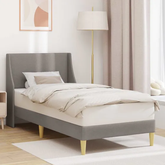 vidaXL Sengestel Gråbrun 90 x 190 cm med Hovedgærde