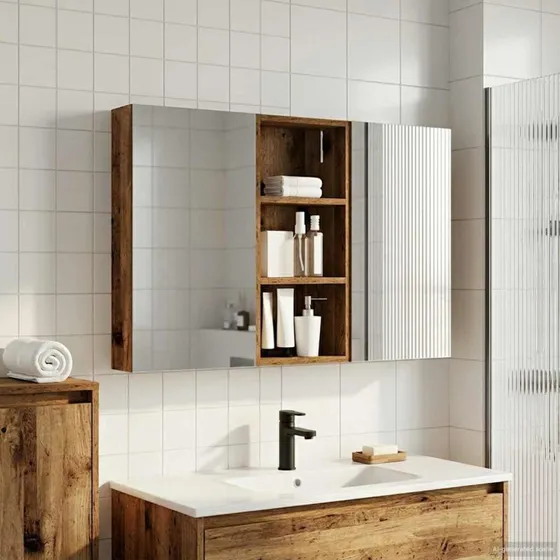 vidaXL Badeværelsesskabsæt 3 pc 110 x 10,5 x 60,5 cm Konstrueret træ