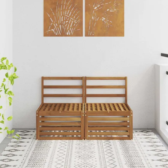 vidaXL 2 Stk Udendørs Mellem Sofa Akacietræ Naturfarvet