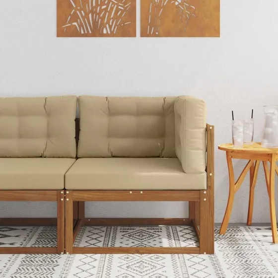 vidaXL Udendørs Hjørnesofa Naturfarvet 79x79x37 cm