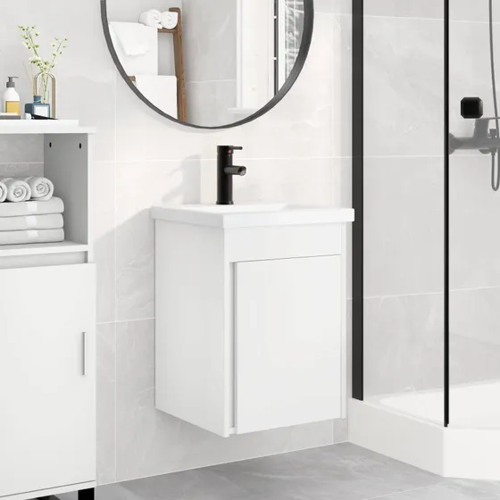 vidaXL Badeværelses Vanity-enhed Hvid 42 x 40 x 74,5 cm med Armatur