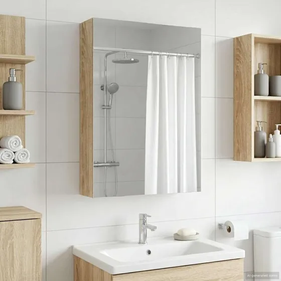 vidaXL Badeværelsesspejlskab Sonoma eg 40 x 10,5 x 60,5 cm med hylde