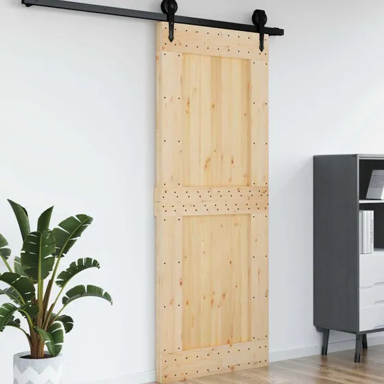 vidaXL Dør NARVIK 90 x 210 cm Naturfarvet Massivt Fyrretræ