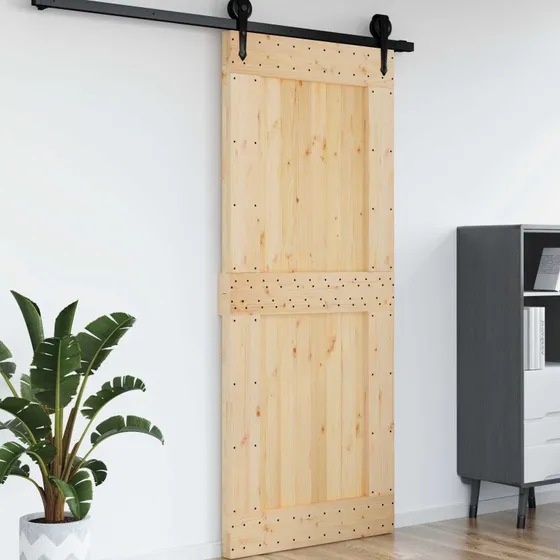 vidaXL Dør NARVIK 95 x 210 cm Naturfarvet Massivt Fyrretræ