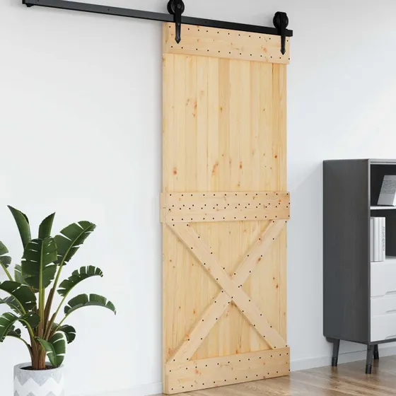 vidaXL Dør NARVIK 100 x 210 cm Naturfarvet Massivt Fyrretræ