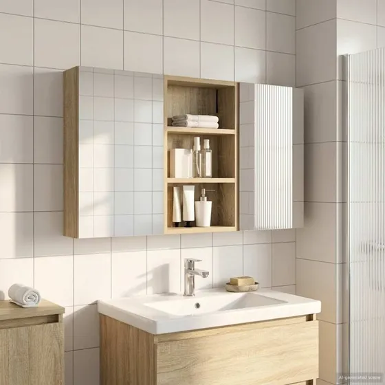 vidaXL Badeværelsesskabsæt 3 pc 90 x 10,5 x 50 cm Konstrueret træ