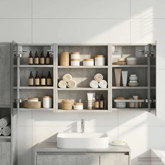 vidaXL Badeværelsesskabsæt 3 pcs 100 x 10,5 x 50 cm Konstrueret træ