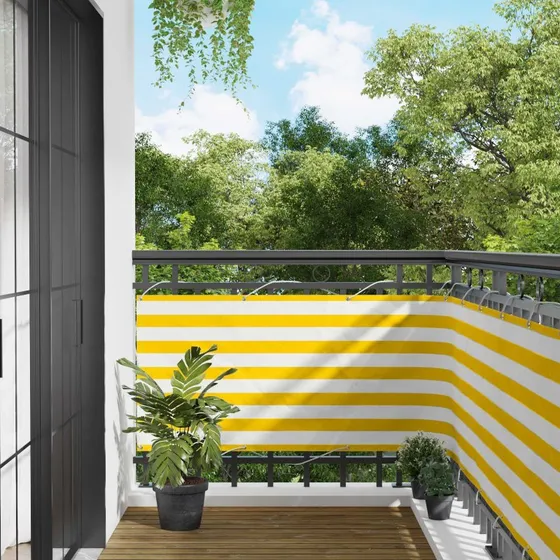 vidaXL Altan Skærm 75 x 200 cm Gul/Hvid PU-belagt Oxford med Alu