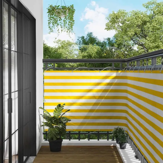 vidaXL Altan Skærm 110 x 300 cm Gul/Hvid Oxford Stof